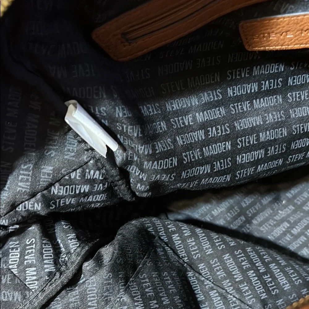 Steve Madden Brown Logo Embossed Backpack – Faux Leather Daypack